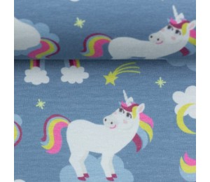 Jersey - Prinzessin Phantasie Einhorn rauchblau